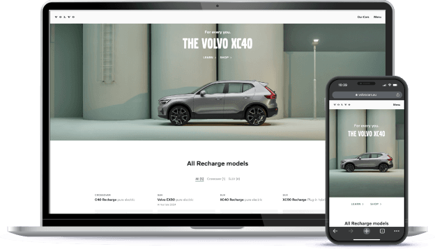 Screenshot of The Volvo website on desktop and on mobile phone